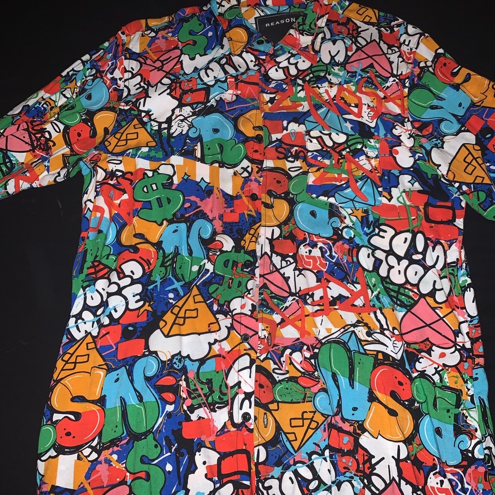 Agenda graffiti button down long sleeve.